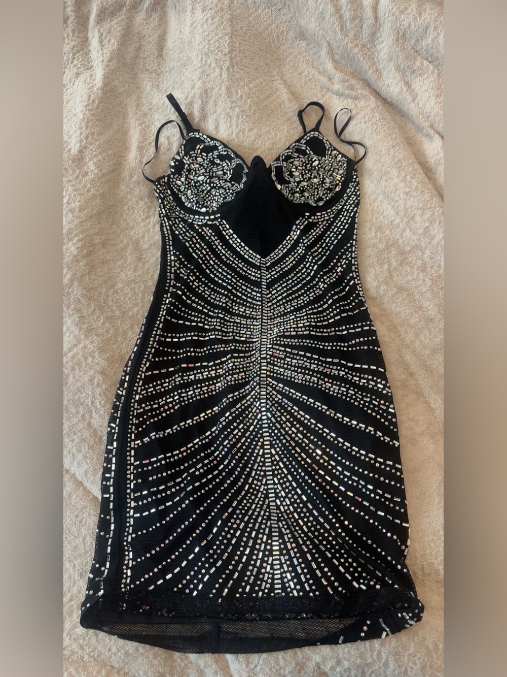 Windsor Black Mini Dress with Crystal Radiance